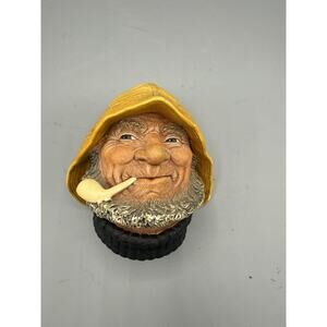 Bossons Old Salt Wall Plaque England Chalkware Fisherman Pipe Vintage